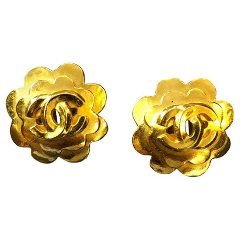 chanel earrings camelia|Chanel camelia earrings for sale.